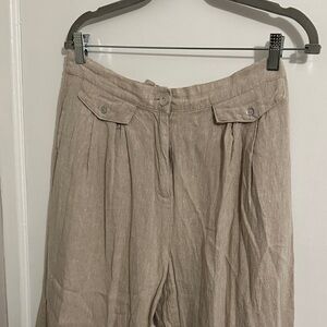Elegant Women's Tan Linen Trousers